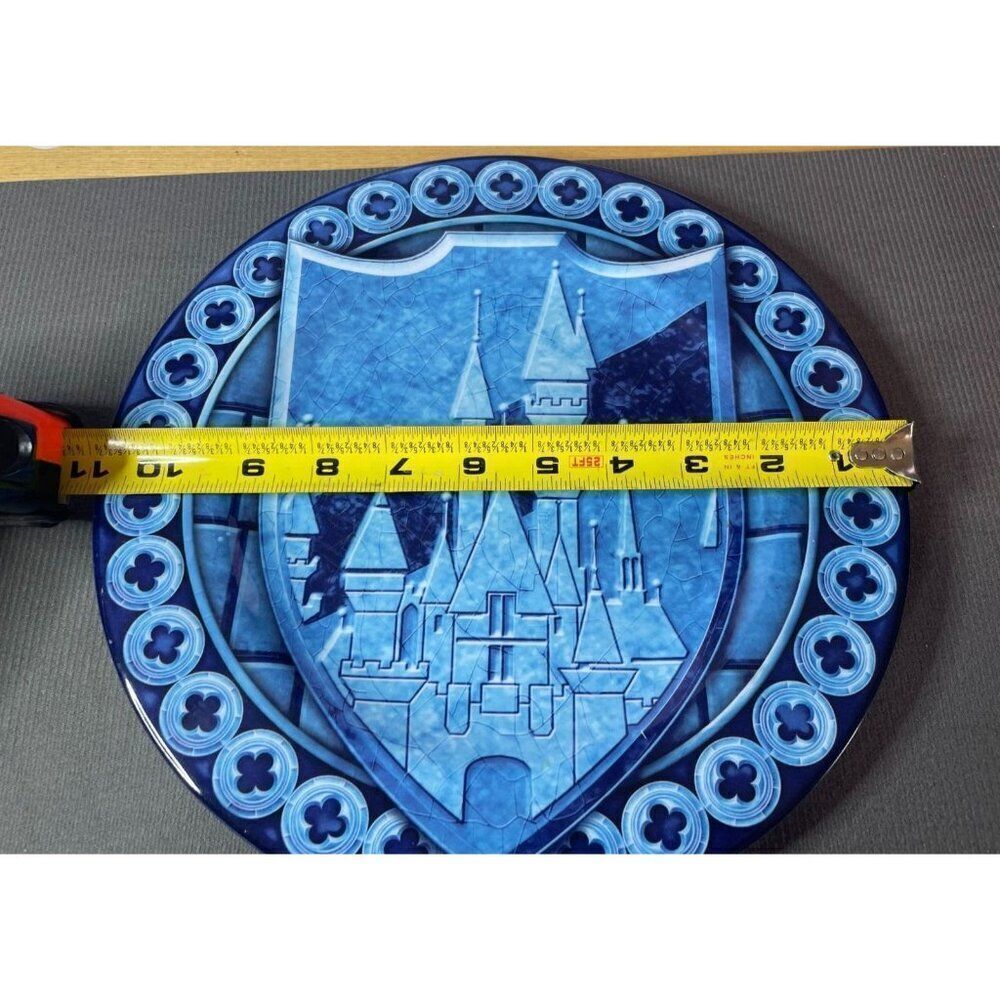 Disney Park Malamine Cinderella Castle Blue 11" Rim Dinner Plate Blue - Picture 6 of 8